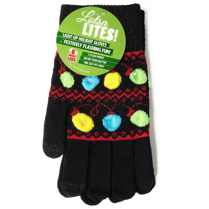 Black gloves with colorful lights and a &
