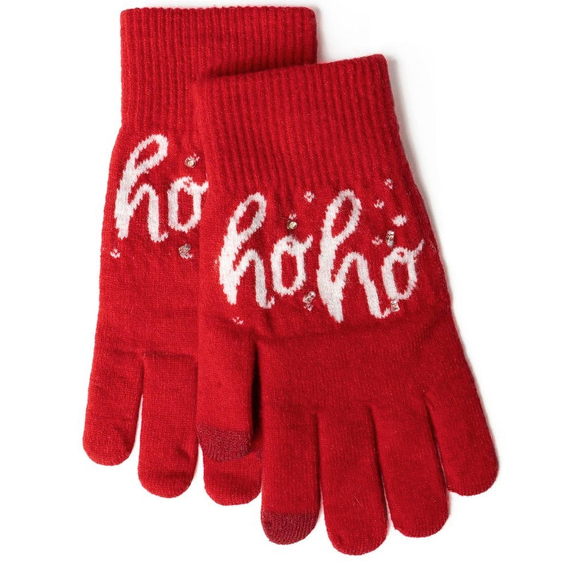 Light-Up Holiday Gloves Red Ho Ho Ho