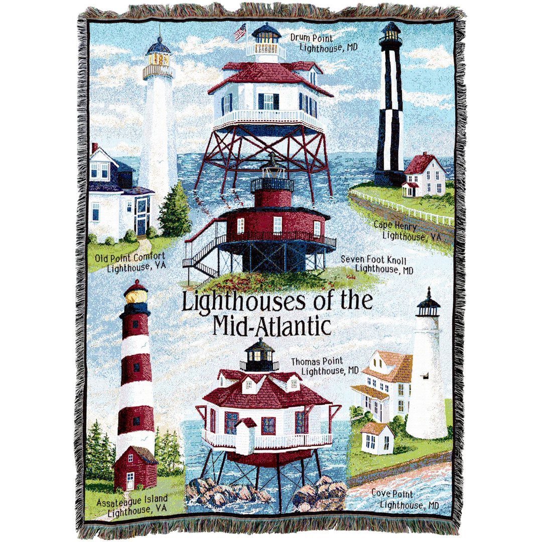 Lighthouses Of The Mid-Atlantic Throw Blanket (Afghan)