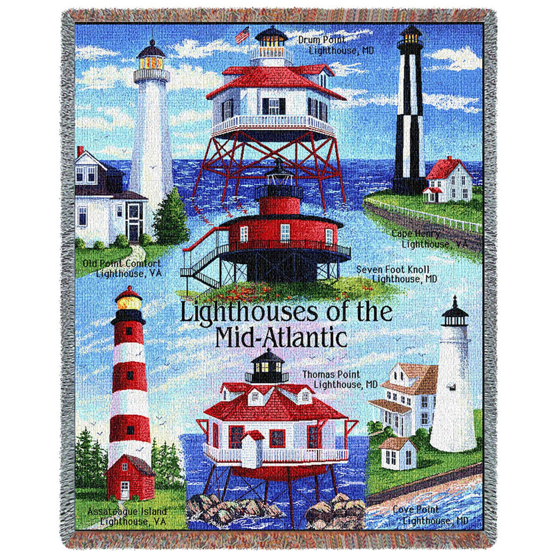 Lighthouses Of The Mid-Atlantic Throw Blanket (Afghan)