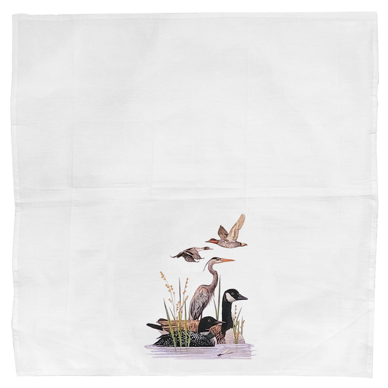 water birds collage kitchen towel