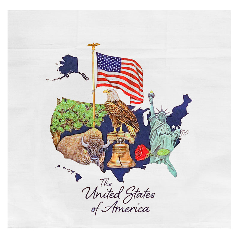 united states of america collage kitchen flour sack towel closeup