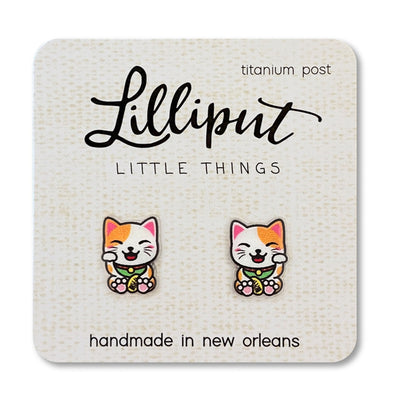 Lucky Cat Lilliput Post Earrings