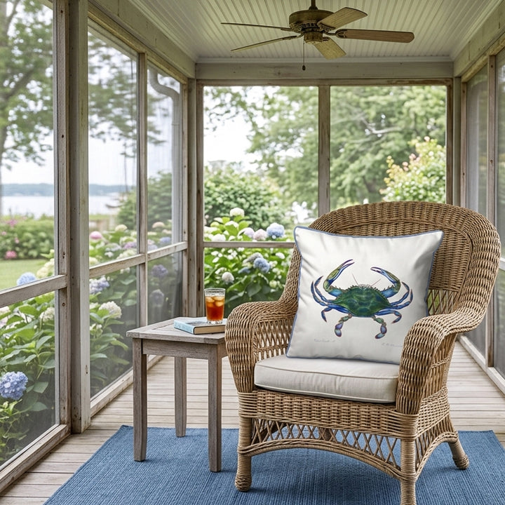 Male Blue Crab Corded Edge Pillow Scene