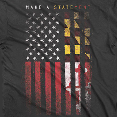 Maryland Flag and USA Flag Statement T-Shirt