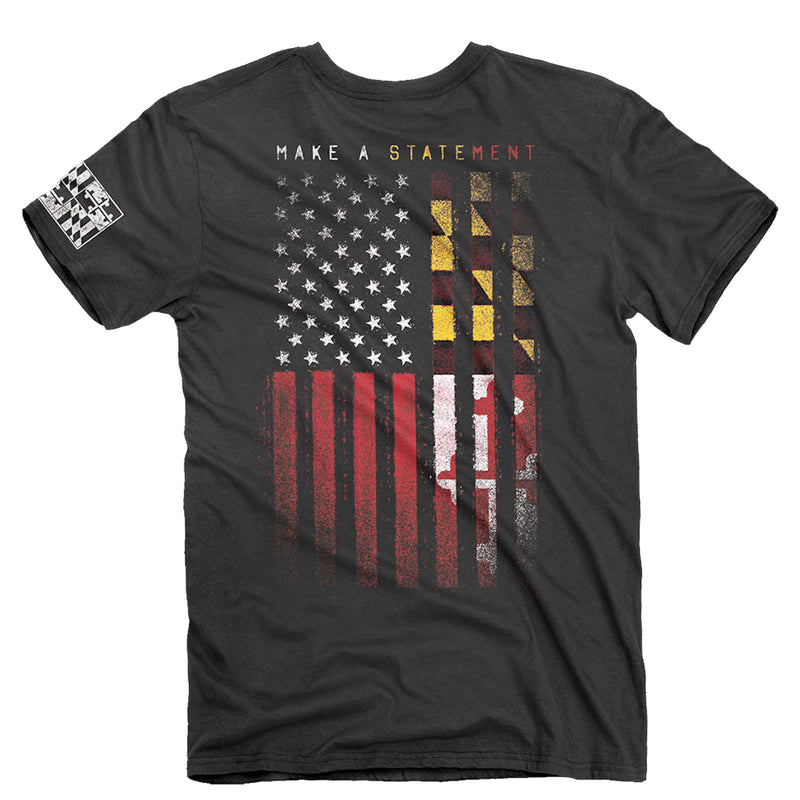 Maryland Flag and USA Flag Statement T-Shirt