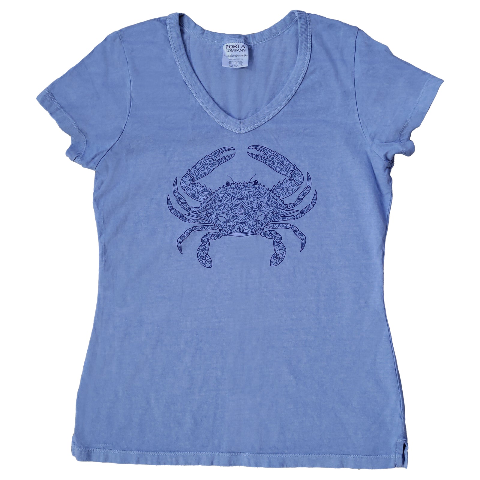Mandala Crab Ladies Vintage Blue T-Shirt