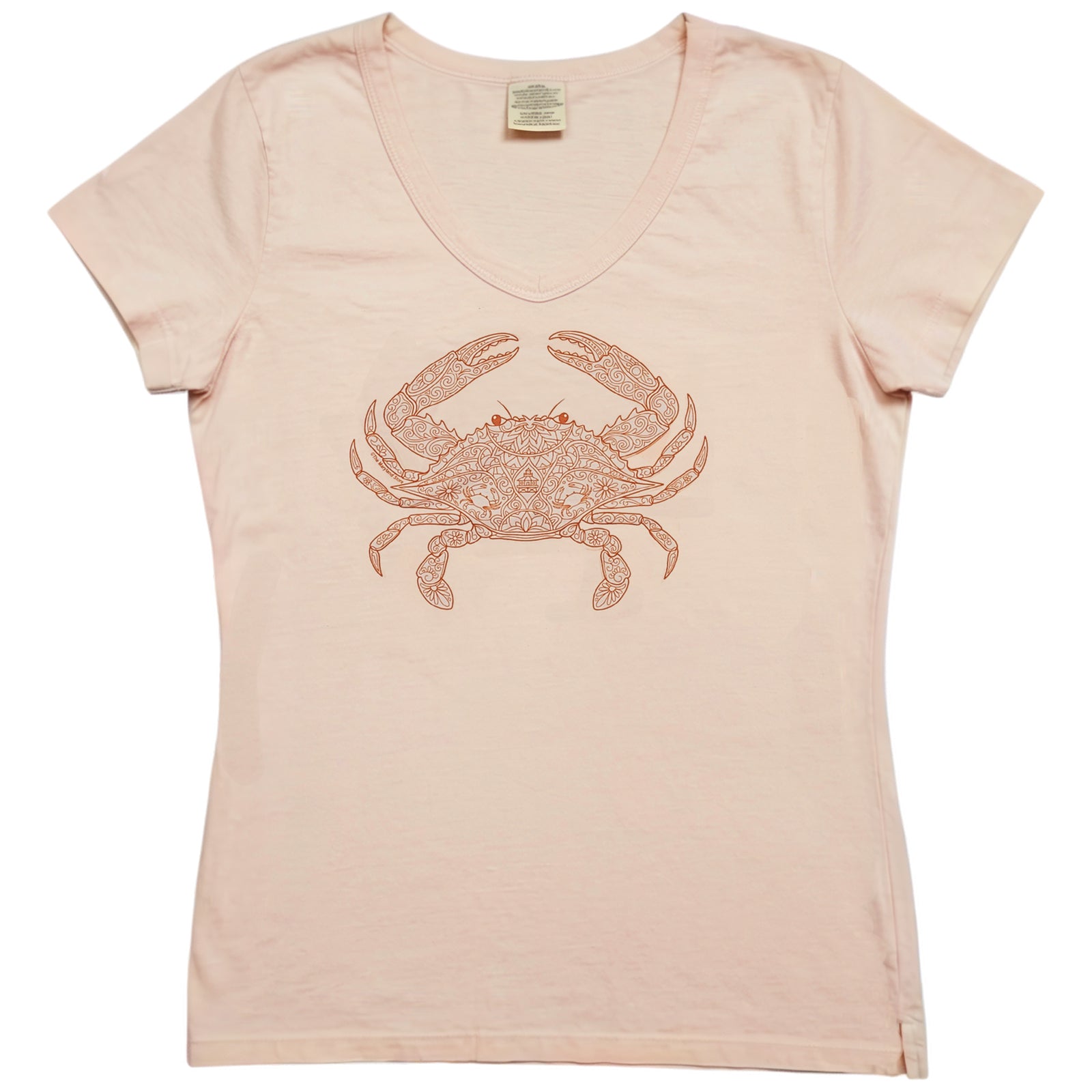 Mandala Crab Ladies Sunwashed Peach T-Shirt
