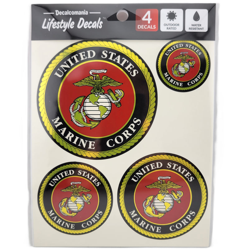 United States Marine Corps Set of 4 Vinyl Stickers (packaging)