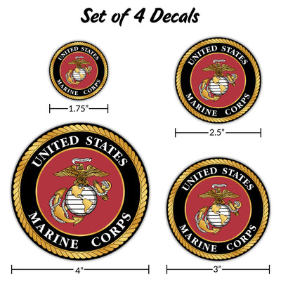 United States Marine Corps Set of 4 Vinyl Stickers
