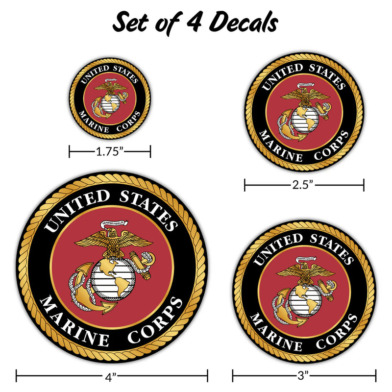 United States Marine Corps Set of 4 Vinyl Stickers
