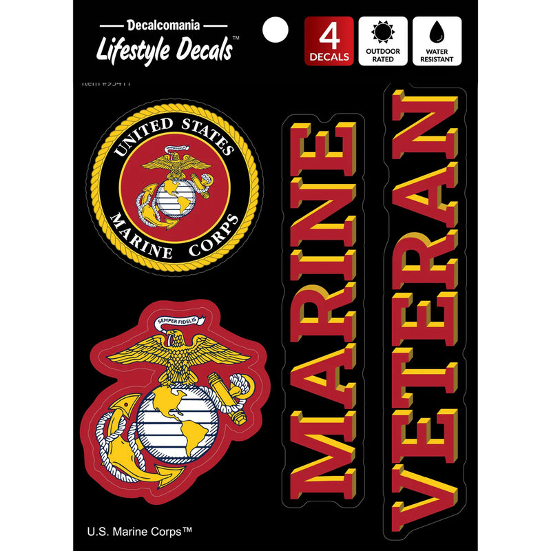 United States Marine Corps Veteran Set of 4 Vinyl Stickers