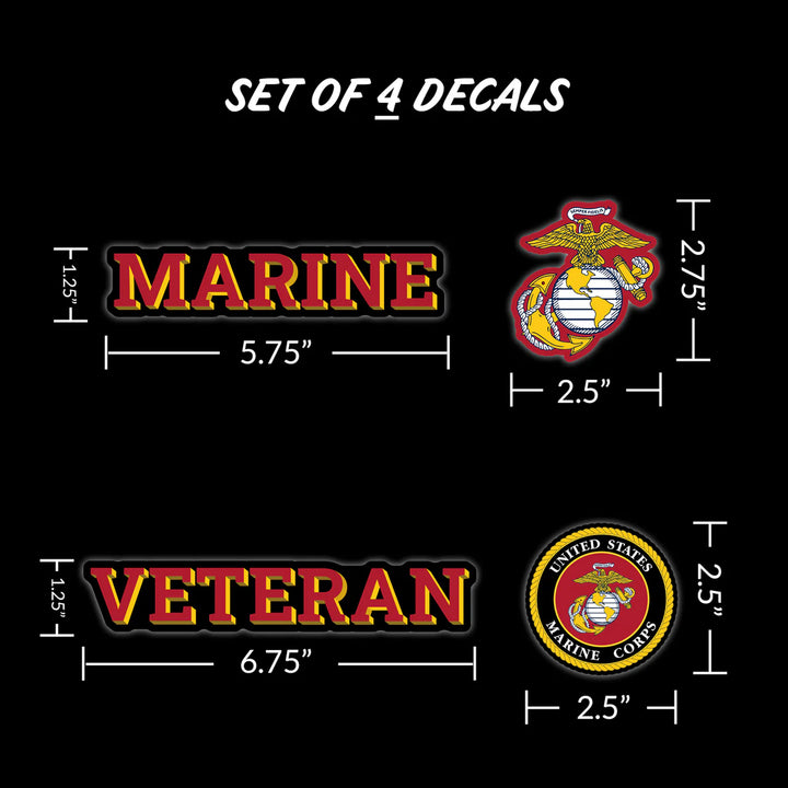 United States Marine Corps Veteran Set of 4 Vinyl Stickers