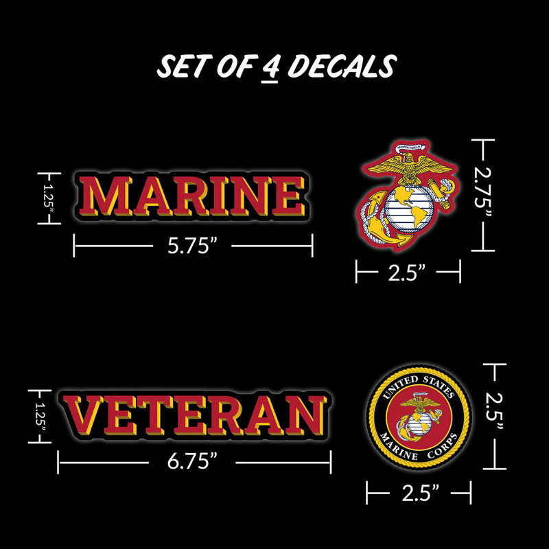 United States Marine Corps Veteran Set of 4 Vinyl Stickers