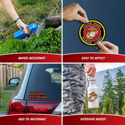 United States Marine Corps Veteran Set of 4 Vinyl Stickers