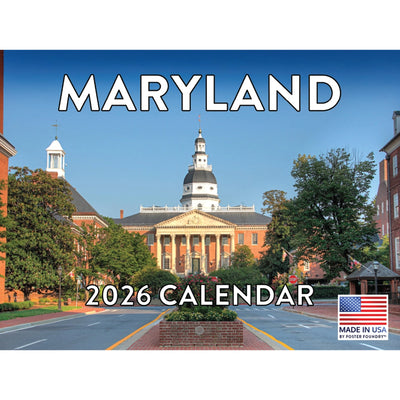 Maryland 2026 wall calendar with scenic views (front cover)