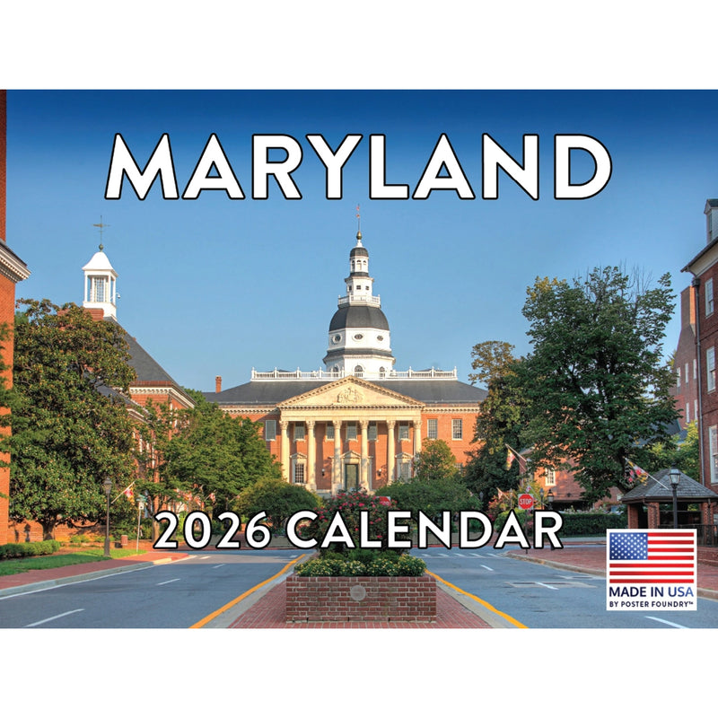 Maryland 2026 wall calendar with scenic views (front cover)