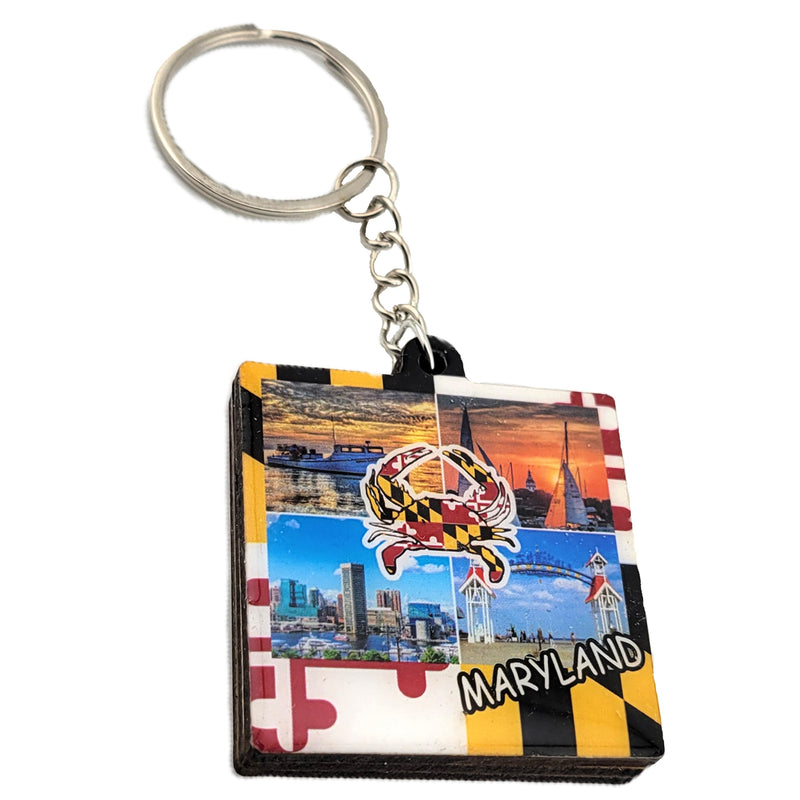Maryland 4 Photo and Flag Crab Key Ring (back)
