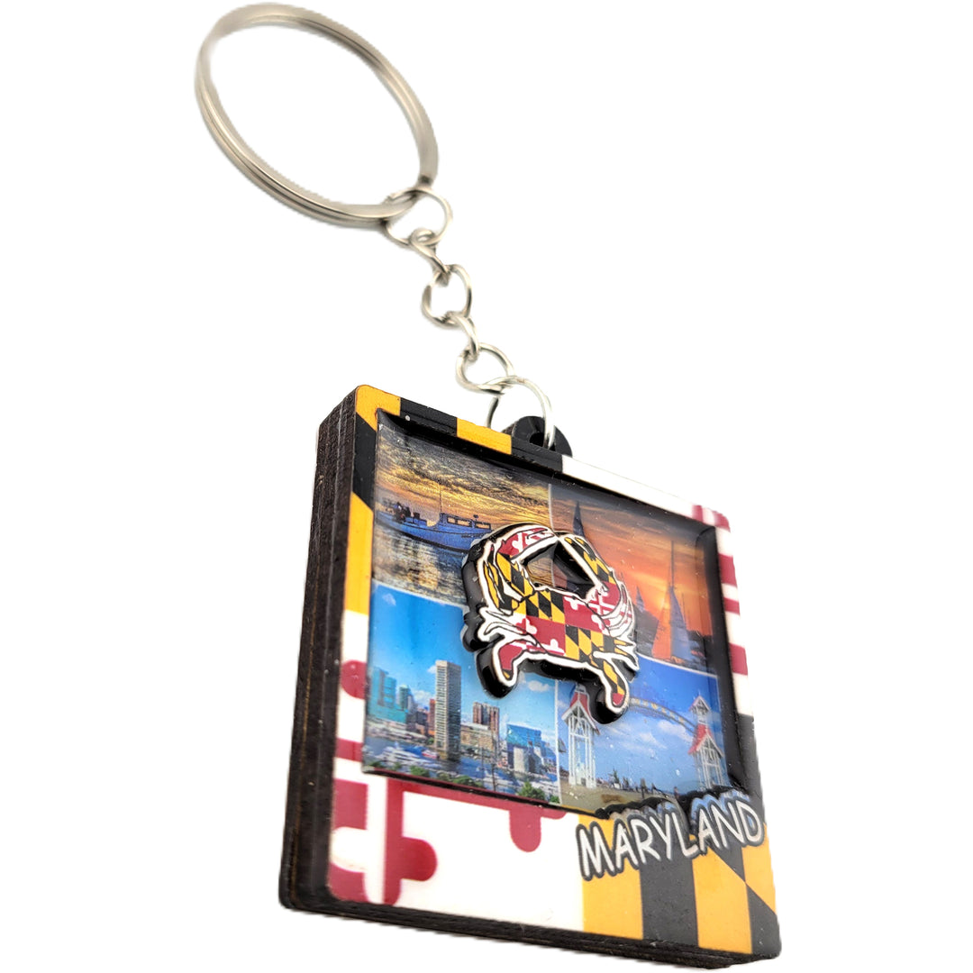 Maryland 4 Photo and Flag Crab Key Ring (side)
