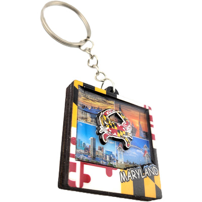 Maryland 4 Photo and Flag Crab Key Ring (side)