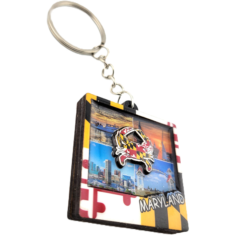 Maryland 4 Photo and Flag Crab Key Ring (side)