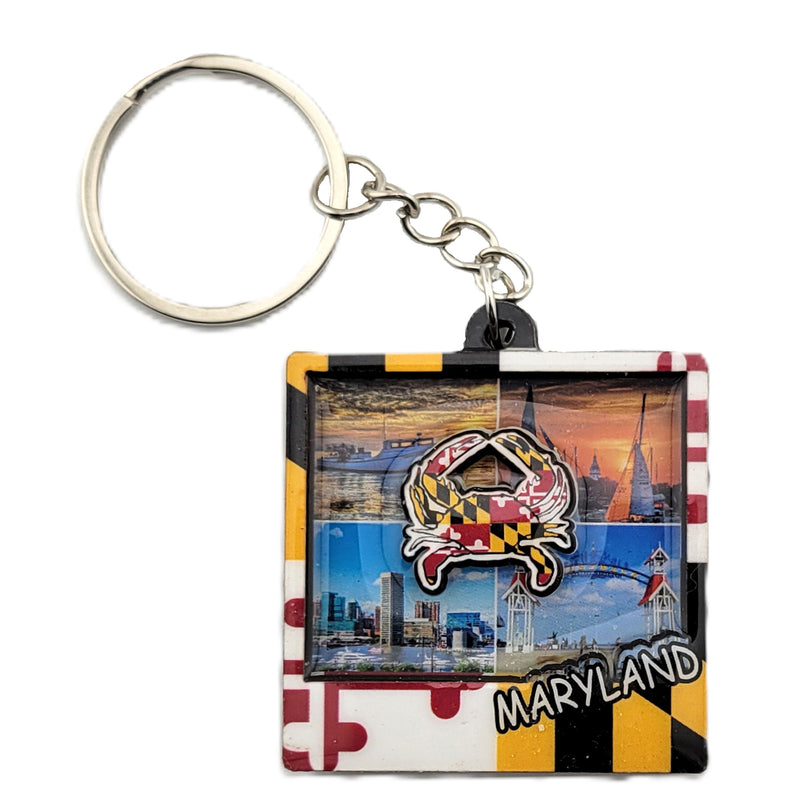 Maryland 4 Photo and Flag Crab Key Ring
