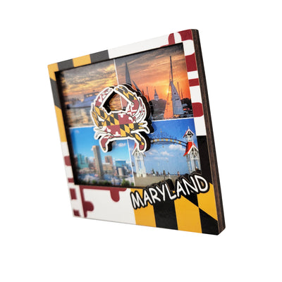 Maryland 4 Photo and Flag Crab Magnet (side view)