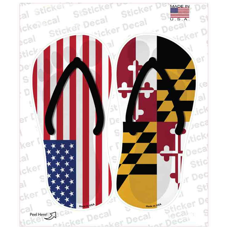 Maryland and American Flags Flip Flops Sticker (packaging)