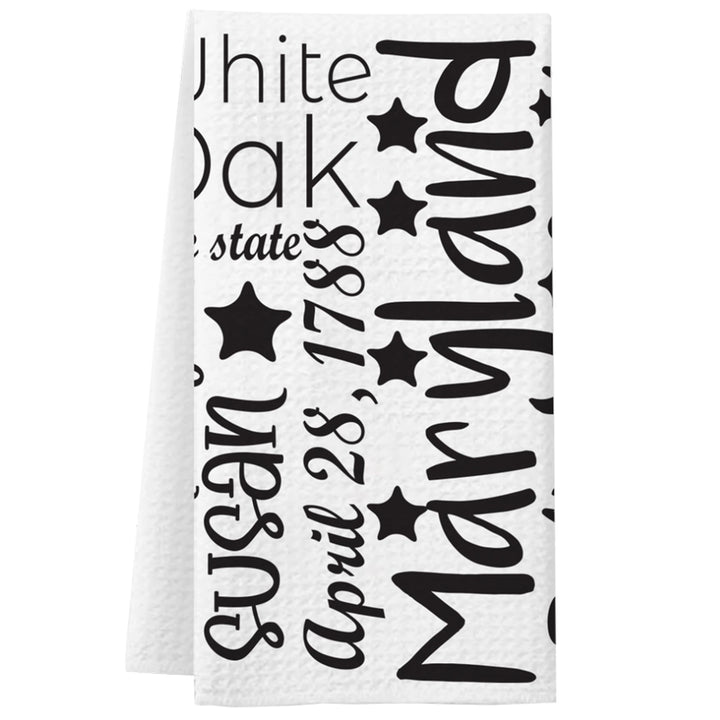 Maryland Black and White Wordle Kitchen Towel