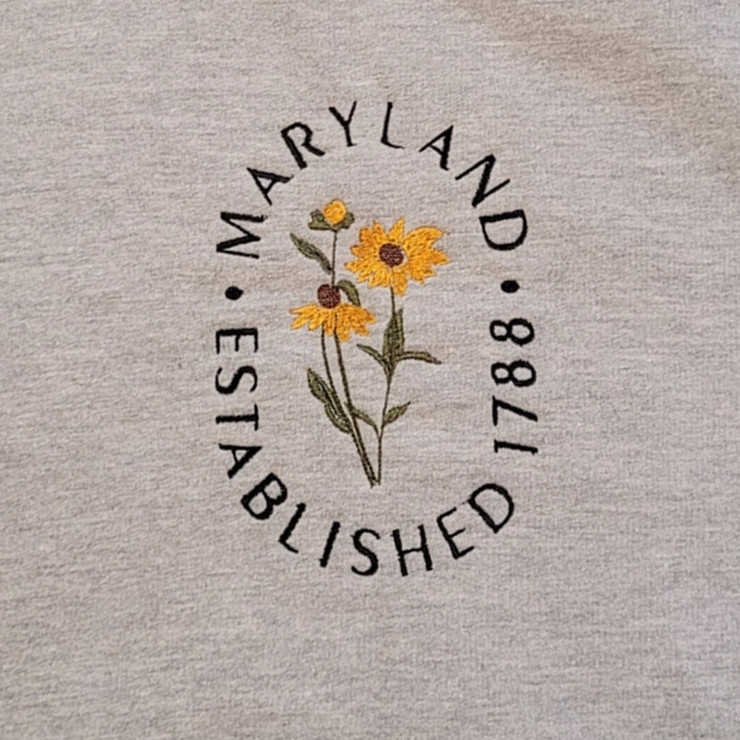 Maryland Black Eyed Susan Embroidered Sweatshirt