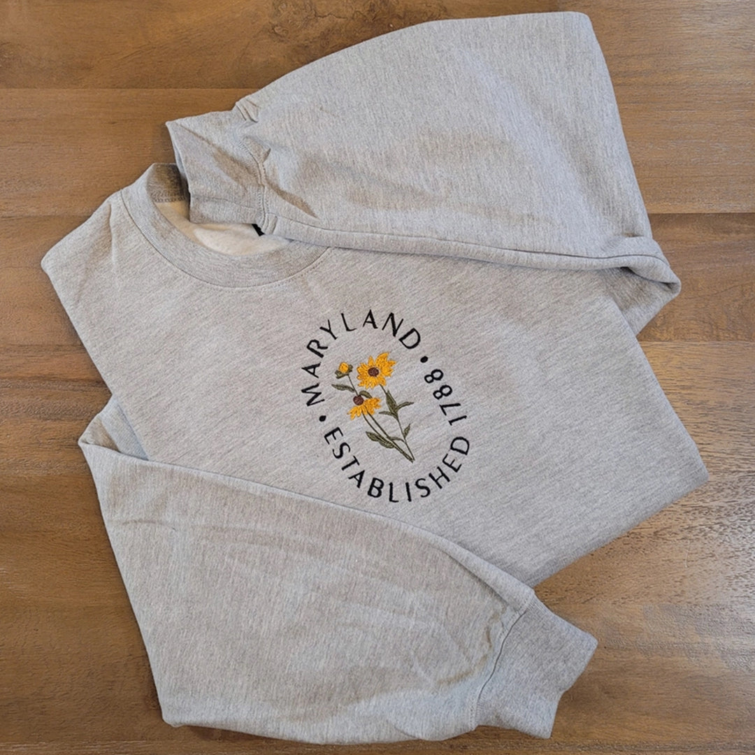 Maryland Black Eyed Susan Embroidered Sweatshirt