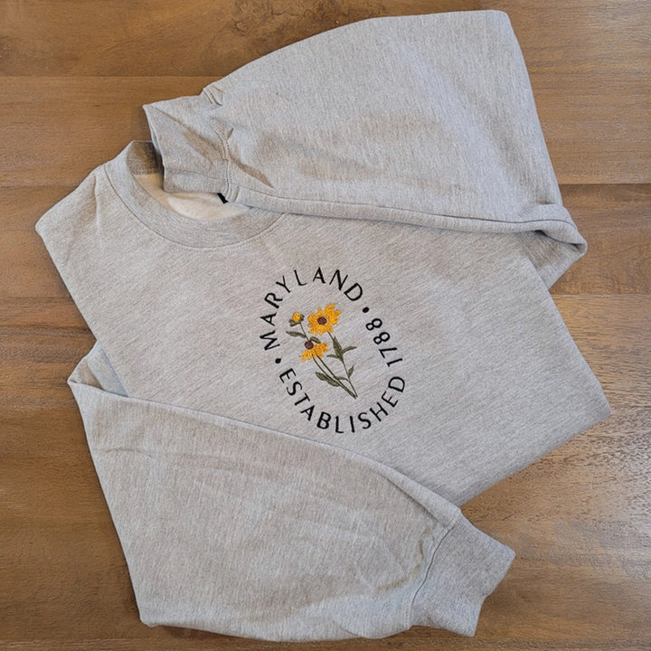 Maryland Black Eyed Susan Embroidered Sweatshirt