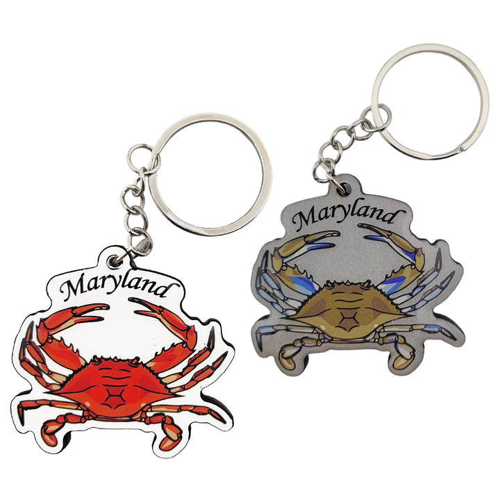 Maryland blue crab and steamed crab decowood key rings