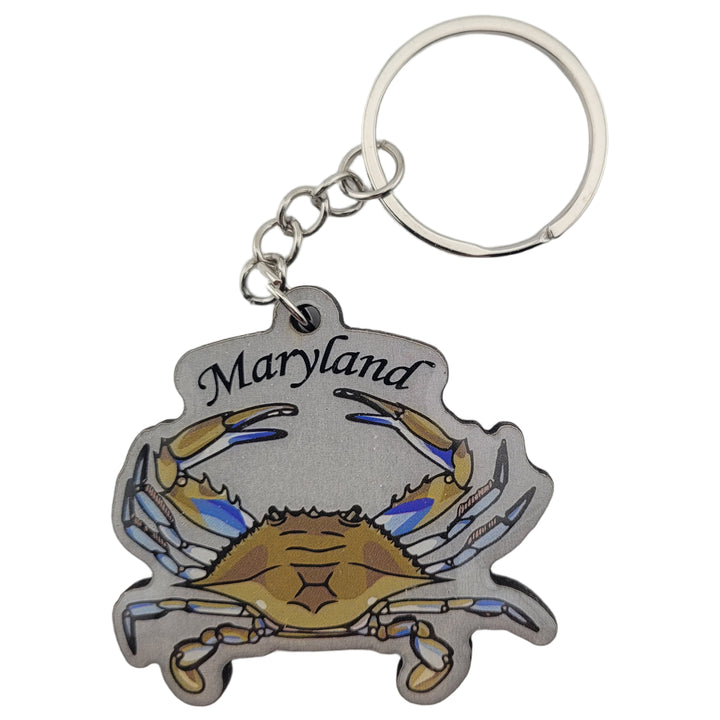 Maryland blue crab key ring with word Maryland