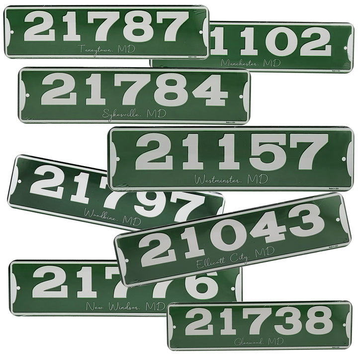 Zip Code &amp; Town Aluminum Signs - Assorted