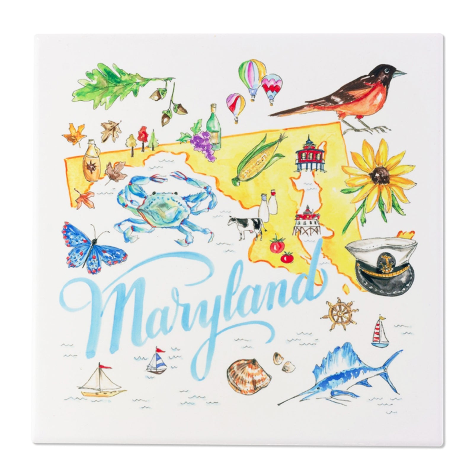 Maryland Collage Ceramic Drink Coaster
