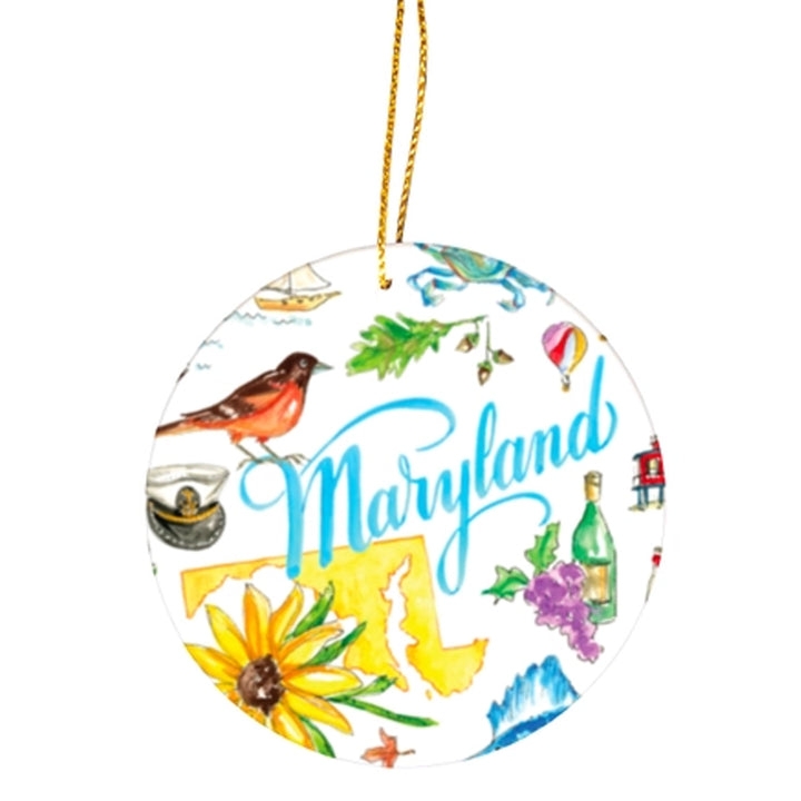 Maryland Collage Round Ceramic Ornament