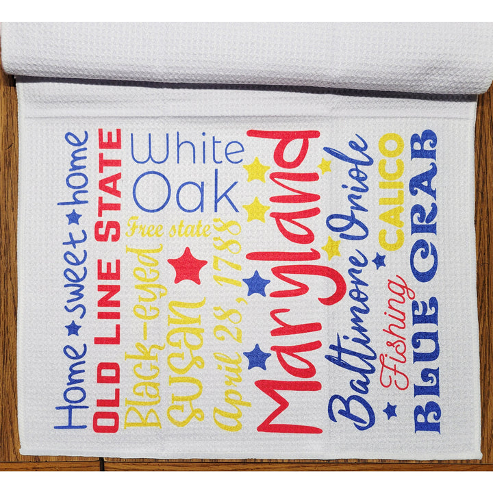 Maryland Colorful Wordle Kitchen Towel