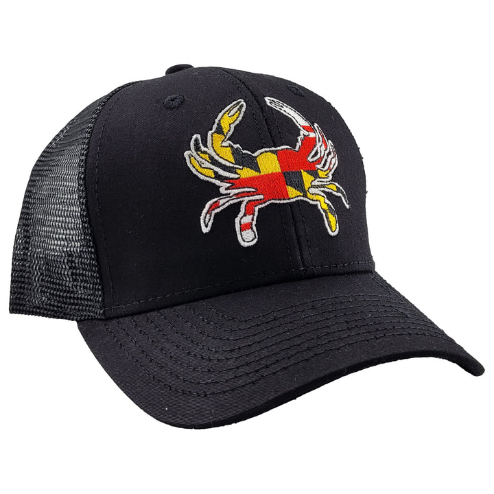 maryland crab flag mesh back hat black color