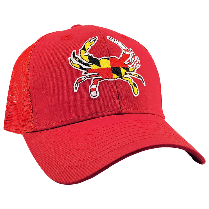 maryland crab flag mesh back hat red color