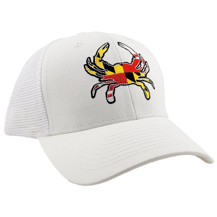 maryland crab flag mesh back hat white color