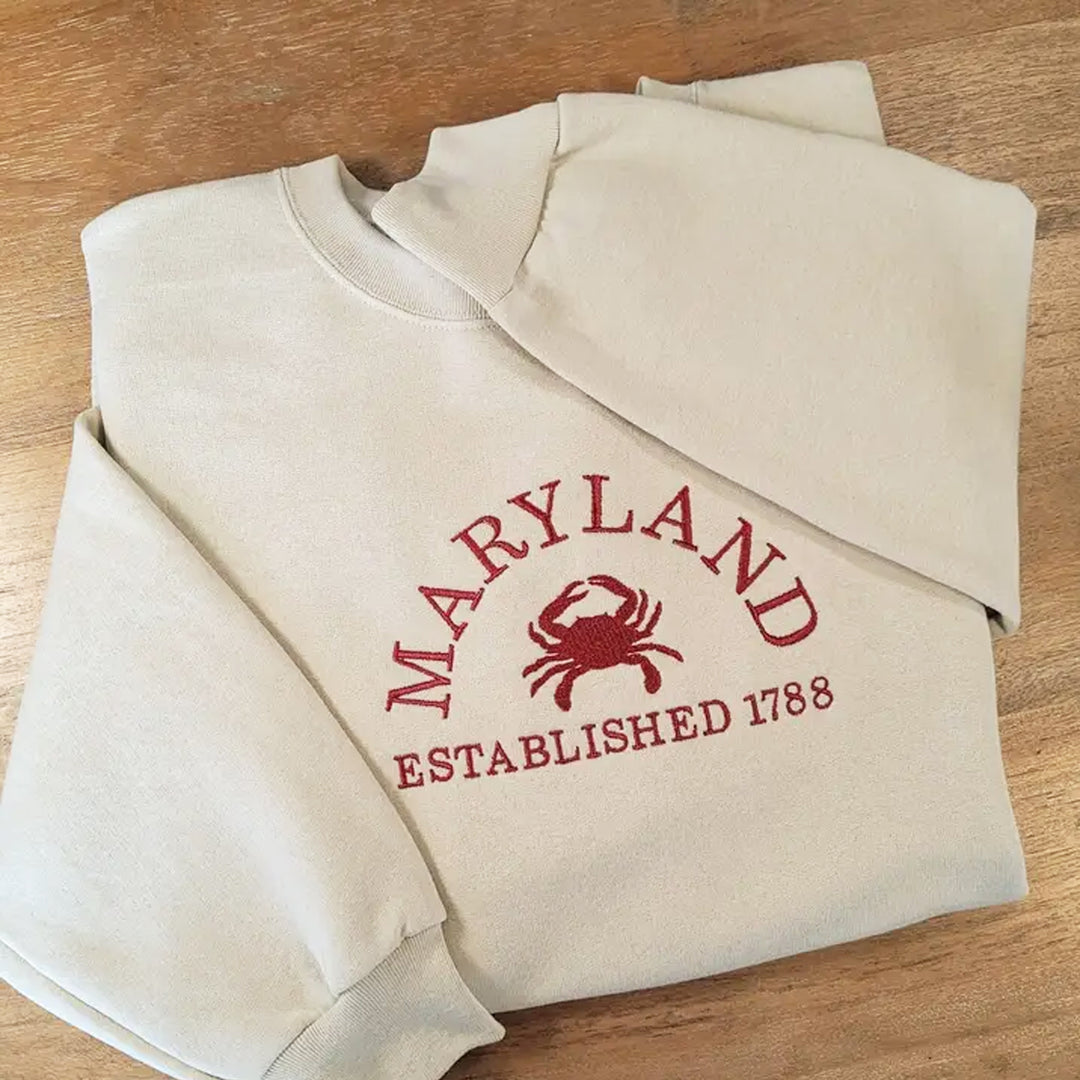 Maryland Established 1788 Crab Embroidered Sweatshirt