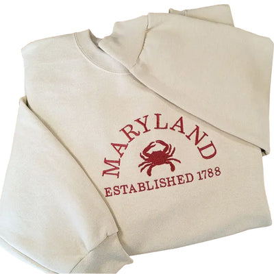 Maryland Established 1788 Crab Embroidered Sweatshirt