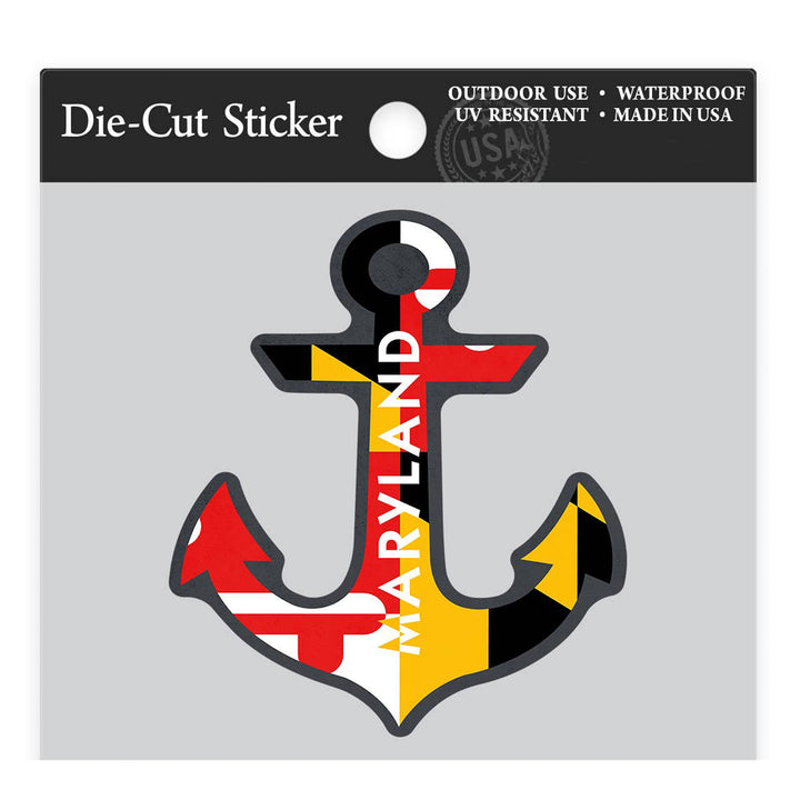 Maryland Flag Anchor Die-Cut Sticker Packaging