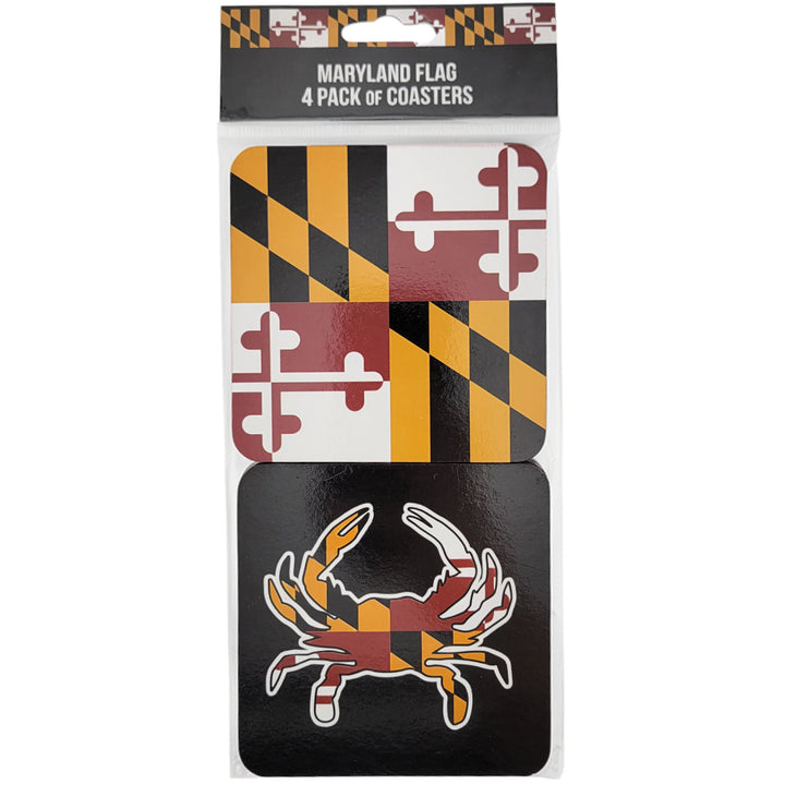 Maryland Flag and Crab Flag Set of 4 Coasters.