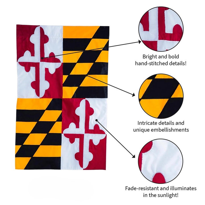 Maryland State Flag Appliqued (Sleeve) Applique Details