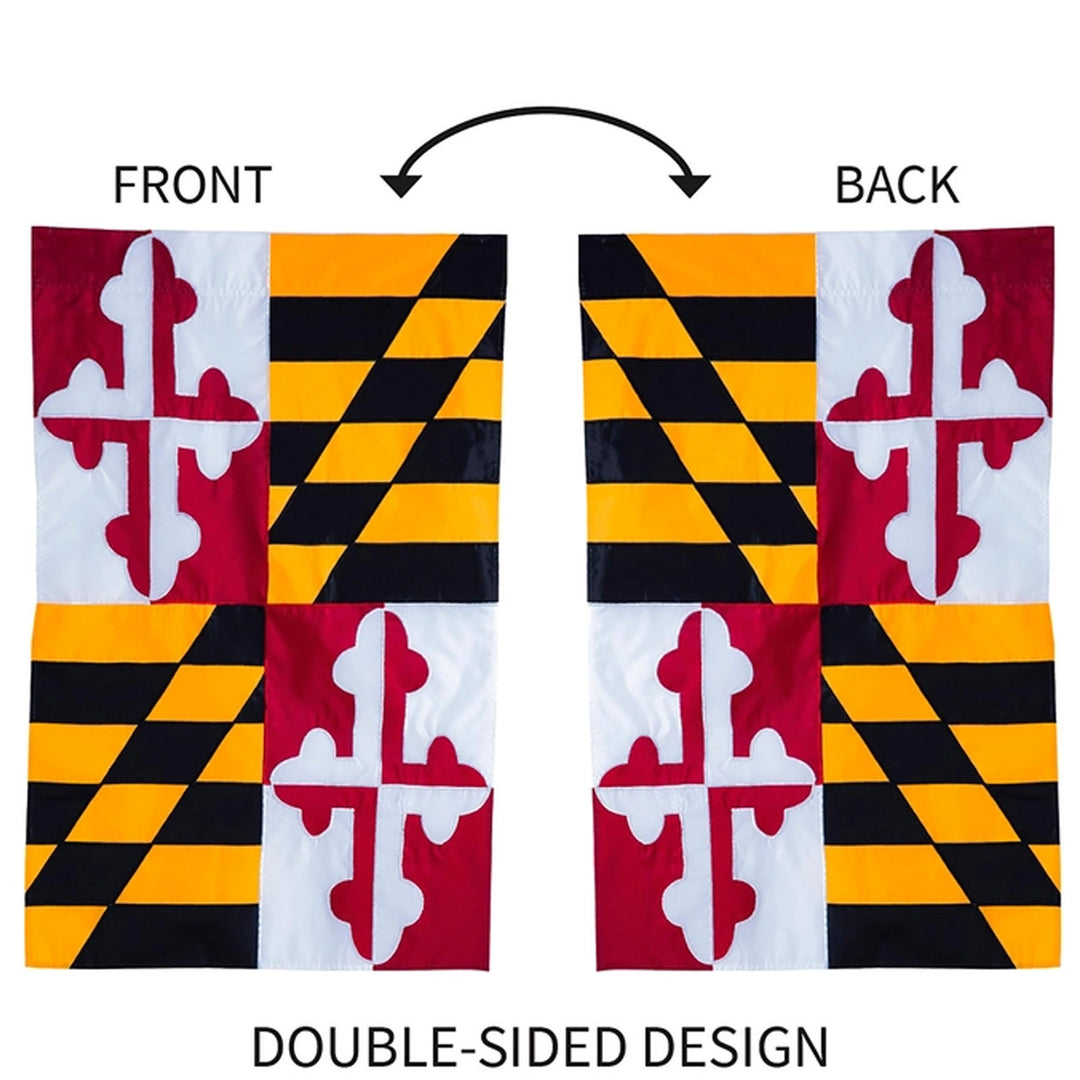 Maryland State Flag Appliqued (Sleeve) Double-Sided Design Details