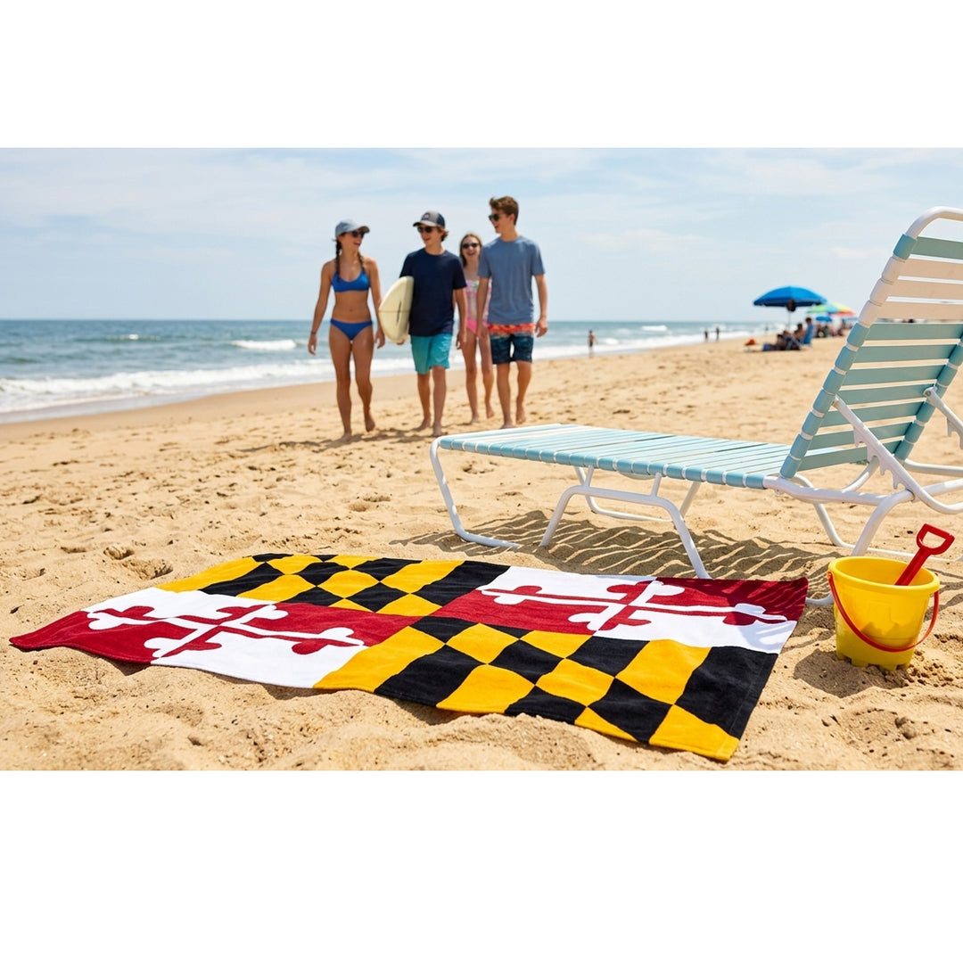 Maryland Flag Beach Towel Scene