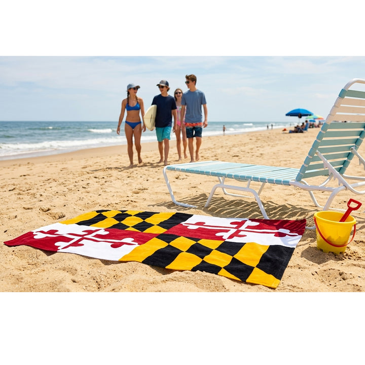 Maryland Flag Beach Towel Scene