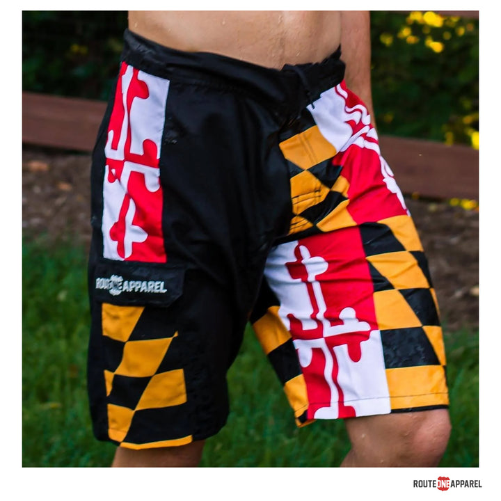 Maryland Flag Boardshorts Mens Black